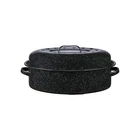 Granite Ware 18" Covered Oval Roaster 15LB Capacity, Non-stick Black New. Price: $29.95.