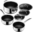 New Hexclad Hybrid Nonstick 6 Piece Sauce Pan Pot Cookware Set 2QT 3QT 8QT Lids. Price: $329.98.