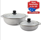 Imusa 2.5/7.0QT Cast Aluminum Caldero 2PC Set With Glass Lid - 22/30CM New. Price: $26.97.