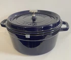 Staub 5.5 Qt Round Cast Iron Dutch Oven Dark Sapphire Blue Cocotte New. Price: $274.95.