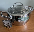 David Burke Prestige 3 Qt Casserole Pot With Glass Lid Stainless Steel New 400 F. Price: $44.50.
