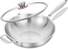 Lolykitch 12 Inch Tri-ply Stainless Steel Wok Pan With Lid, Stir-frying New. Price: $60.63.