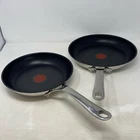 Tefal Jamie Oliver Stainless Nonstick Fry Pan Set 9.5" & 11" Silver New. Price: $62.99.