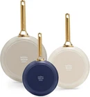 8" 10" And 12" 3 Piece Frying Pan Skillet Set, Navy, Taupe, Cream New. Price: $190.16.