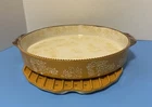 2 Pc Temptations Floral Lace Orange Casserole Baking Dish Handle W Trivet 10.5 Used. Price: $22.88.
