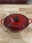Creuset Oval Enameled Cast Iron Casserole W/ Lid 2.75 Qt Red 23 Used. Price: $95.00.