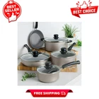 Tramontina 9-PIECE Ceramic Nonstick Cookware Set Aluminum Champagne Pots & Pans New. Price: $43.99.