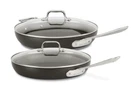 All-clad HA1 Hard Anodized Non Stick Fry Pan Set 4 Pc, 10, 12 Inch, With Lid New. Price: $100.00.