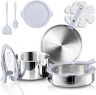 Carote Tri-ply Stainless Steel Cookware Set With Stand-up Lid, 11PCS Pots Pa New. Price: $112.41.