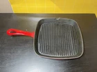 Cuisinart Enamel Cast Iron Grill Skillet Pan Pour Spout 9 1/4" C130-23 Red Used. Price: $29.99.