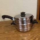 Vintage Saladmaster Double Boiler Insert, Strainer/ Steamer & Lid Used. Price: $39.99.