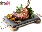 Extra-large Lava Steak Stone Grill Set With Bamboo Base & Heat-resistant Handles New. Price: $126.19.