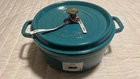 Staub 5.5-QT Cast Iron Round Dutch Oven Cocotte Turquoise Blue -made In France New. Price: $220.00.