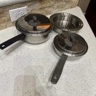 Prudential Ware 9 Pan 3&1QT SS-304 Tri-clad Stainless Steel W/lid Vintage Usa Used. Price: $19.99.