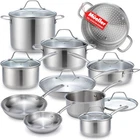 Mueller 17-PIECE Stainless Steel Pots & Pans Set Tri-ply Ultra-clad Pro New. Price: $216.74.