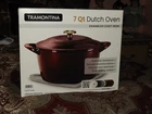 Tramontina 7 Quart Enameled Cast Iron Round Dutch Oven Burgundy New. Price: $64.99.