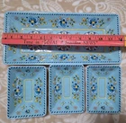 4 Piece Set Le Cadeaux Melamine Madrid Turquoise Blue Yellow Baguette Tray Dip Used. Price: $49.99.