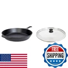 Lodge 15 Inch Cast Iron Pre-seasoned Skillet Tempered Glass Lid New. Price: $135.15.