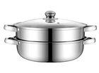 Stainless Steel Steamer Pot Set, 3-PIECE Stackable With Vented Tempered Glass... New. Price: $33.46.
