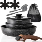 10PIECE Nonstick Hammered Granite Kitchen Cookware Cooking Pots Pans Set Black New. Price: $55.99.