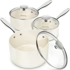 Michelangelo Sauce Pan Sets - Ceramic With Lid, 1+2+3 Quart, White New. Price: $87.97.