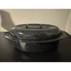 Granite Ware 13 Inch Oven Roaster Pan With Lid, Black And Speckled Used. Price: $15.00.