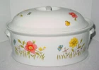 Qt Covered Casserole Country Flowers By Andrea Oven To Table Cookware 9229 Used. Price: $10.00.