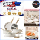 Carote 14-PIECE Nonstick Pots And Pans Set With Utensils Cream White New. Price: $161.79.
