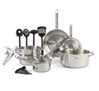 T-fal & Strain Stainless Steel Cookware Set, 14 Piece New. Price: $44.59.