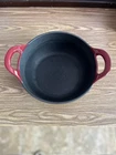 Hell's Kitchen 1.75-QT. Cast Iron Balti Dish, Cookware Casserole Red Used. Price: $25.00.