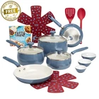 Tasty Clean Ceramic 16 Piece Non-stick Aluminum Cookware Set, Slate Blue New. Price: $59.46.