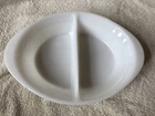 Vintage Glasbake White Milk Glass Oval Divided Casserole Dish J239 Made Usa Used. Price: $16.75.