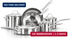 Calphalon Classic Stainless Steel Cookware Set, 10-PIECE, Impact-bonded Aluminum New. Price: $337.48.