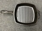 Lodge Cast Iron Square Grill Pan For Indoor/outdoor Use, 10.5 Inches Used. Price: $29.99.
