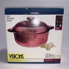 Vtg 1994 Corning Visions Cranberry 2.5 Quart Covered Versa-pot New Box. Price: $110.00.