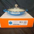 Creuset Cast Iron Signature Round Braiser W/ Glass Lid 2.25 Marseille Blue New. Price: $179.00.