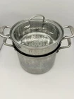 Denmark For Cooks Stainless Stock Pasta Pot W/ Strainer Steamer Glass Lid Used. Price: $33.97.