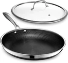 Hexclad Hybrid Nonstick 12-INCH Frying Pan With Tempered Glass Lid $199 Msrp New. Price: $126.95.