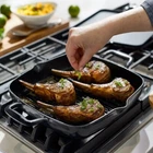 All-clad Cast Iron 11-IN Enameled Square Grill, Induction Compatible New. Price: $89.99.