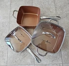 Copper Chef Set 3 2 Lids Stainless Steel Handles Oven Safe Non Stick Used. Price: $75.00.