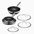 Hexclad Hybrid Nonstick Cookware Set 7-PIECE Induction Stainless Steel Sealed New. Price: $359.99.
