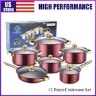 12 Piece Cookware Set Pots And Pans Home Kitchen Cooking Stick, Red New. Price: $38.99.