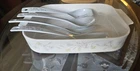 Corningware Floral Casserole Dish Glass W/ Melamine Utensils A-21-B-N Used. Price: $30.00.