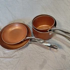 Tramontina 4-PIECE Nonstick Cookware Set, Copper Used. Price: $60.00.