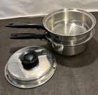 Queen Choice By Vollrath 3 Pc Stainless Steel 2 Qt Steamer Sauce Pan Pot Set Used. Price: $29.99.