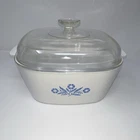 Corningware P-84-B Qt Blue Floral Casserole Dish With Lid, Glass Ceramic Used. Price: $175.00.