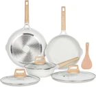Nonstick Frying Pans Set With Lids, Healthy Ceramic Cookware, 7-PIECE White New. Price: $133.99.