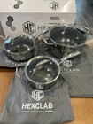 Hexclad Hybrid Nonstick 6 Piece Sauce Pan Pot Cookware Set 2QT 3QT 8QT & Lids Used. Price: $199.99.