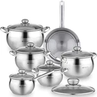 Cookware Set 12 Piece Stainless Steel Glass Lids Induction Compatible Daniks New. Price: $209.99.