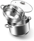 4 Quart 18/10 Stainless Steel Tri-ply Stockpot And Steamer With Temp... New. Price: $48.70.